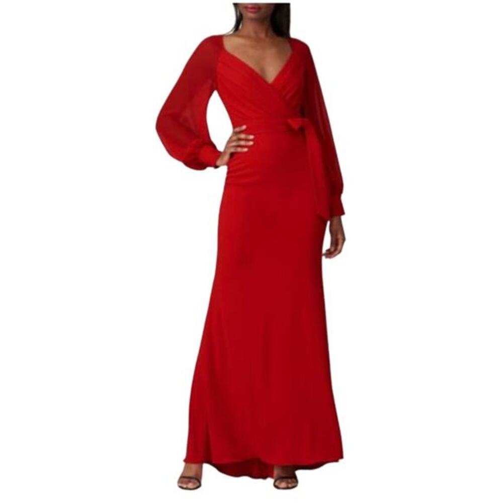 Badgley Mischka Red Bow Crepe Dress Size 2